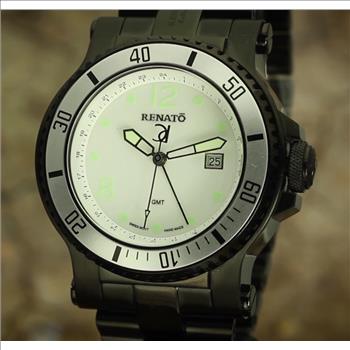 Renato T-Rex Diver GMT 2 Time Zone Limited Production 100pcs White Dial Silver Bezel