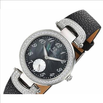 Roberti Bianci Women Stainless steel case, Leather strap, black mother of pearl dial, (MSRP: $350.00)