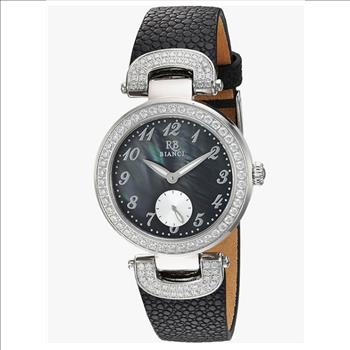 Roberti Bianci Women Stainless steel case, Leather strap, black mother of pearl dial, (MSRP: $350.00)