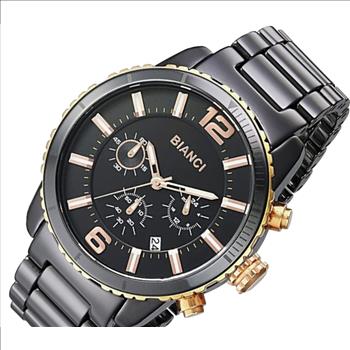 ROBERTO BIANCI Men's , Swiss Chronograph, Black High Tech Ceramic, Rosetone , RB58751  - Retail at MSRP: $395.00