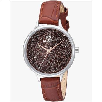 ROBERTO BIANCI Women's Watch Stainless steel case, leather strap, brown crystal dial