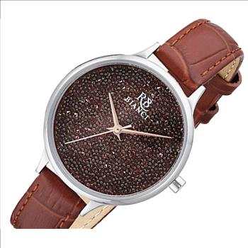 ROBERTO BIANCI Women's Watch Stainless steel case, leather strap, brown crystal dial