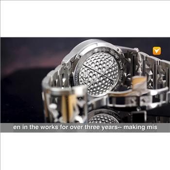 Watchstar 48MM Limited Edition Swiss Made Men's Golf Watch - Platinum Plated Finish Black Dial