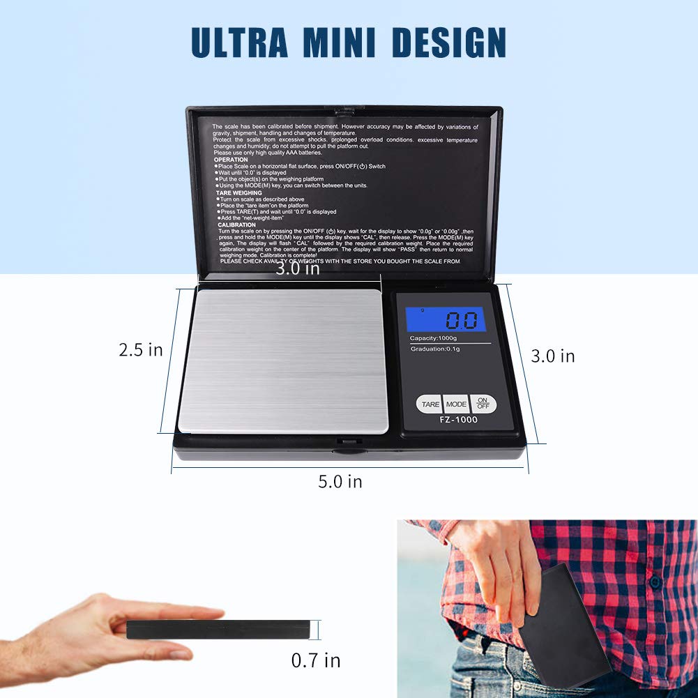 Digital Pocket Scale, High Accuracy within 100g/0.1g, Personal