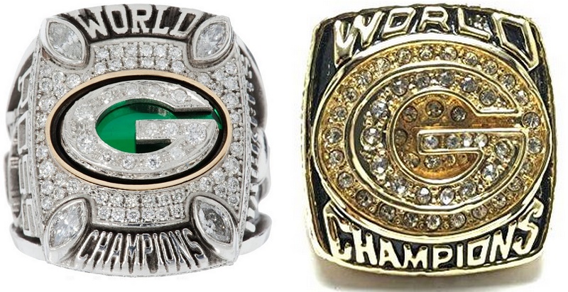 2 Rings NFL Green Bay Packers Super Bowl World Championship Replica ...