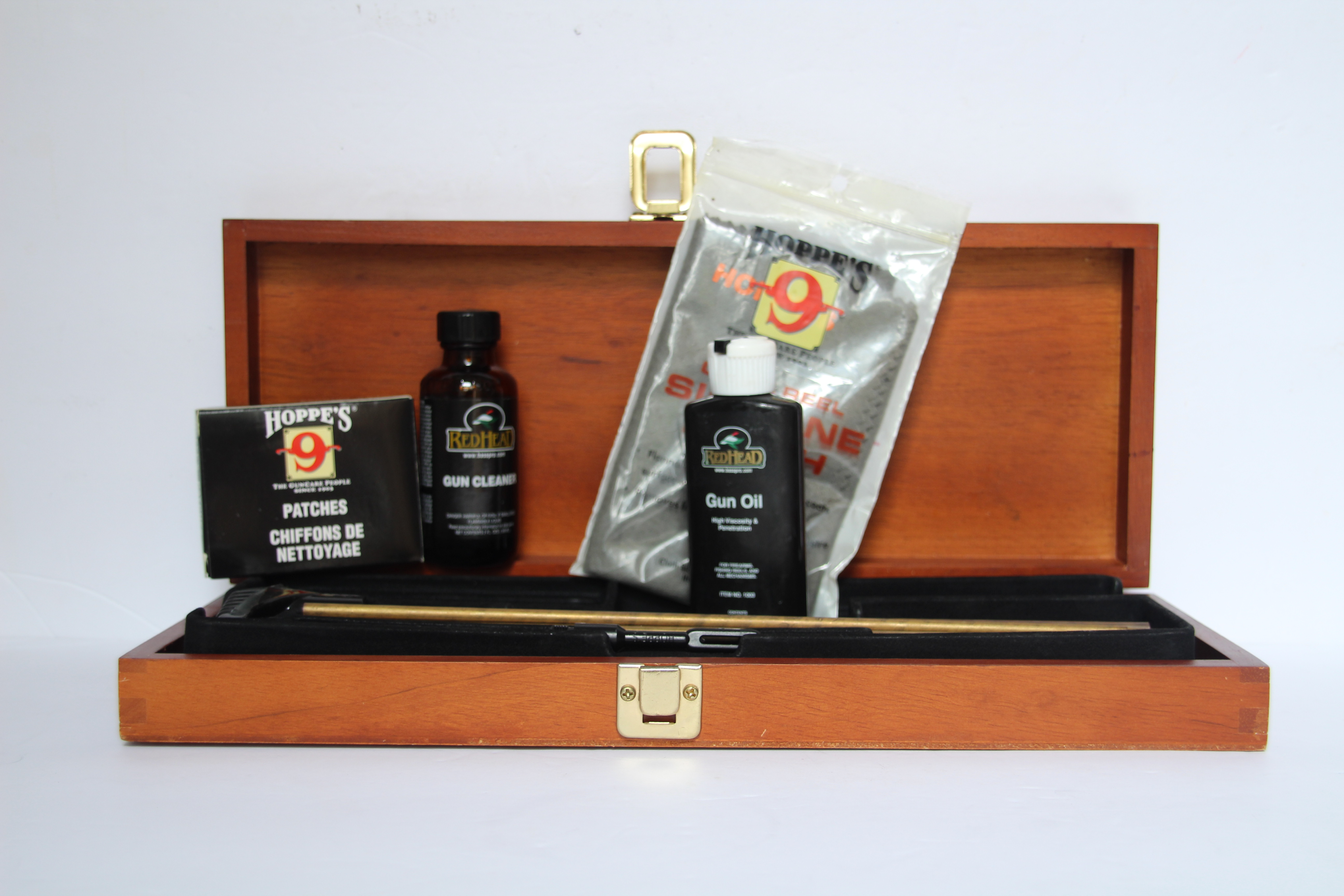 Red Head Deluxe Gun Cleaning Care Set Kit With Wood Case Property Room