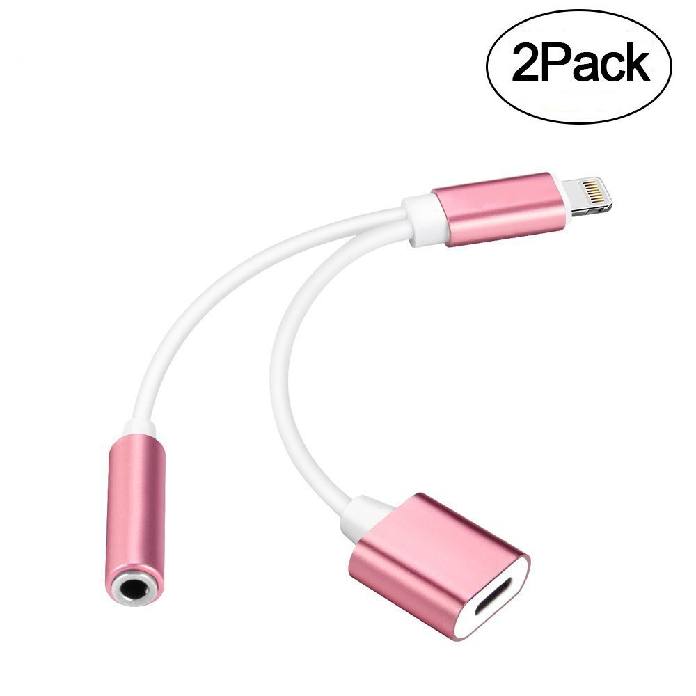 Lightning Headphone Audio Charging Adapter For Iphone 7 7 Plus Rose Gold 2 Pack Property Room