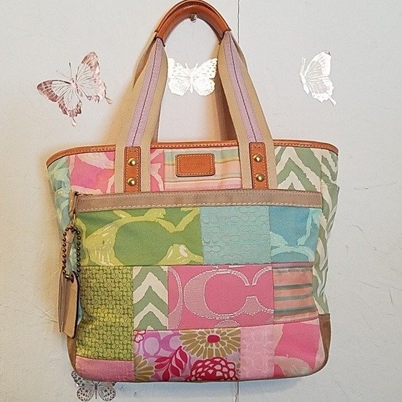 coach pastel patchwork purse