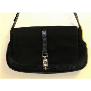 GUCCI Leather Hobo Bag Black Push Lock