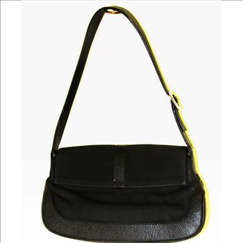 GUCCI Leather Hobo Bag Black Push Lock