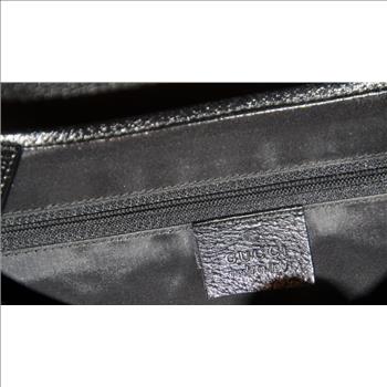 GUCCI Leather Hobo Bag Black Push Lock