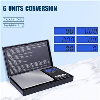 Digital Pocket Scale, High Accuracy within 1000g/0.1g, Personal Nutrition Scale with LCD Back-Lit Display, Portable travel scale for Food, Medicine, Jewelry(Battery Included)