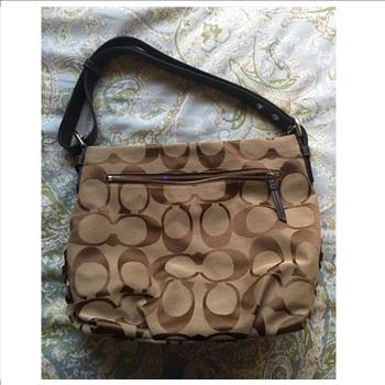 COACH Signature Brown Fabric Bag