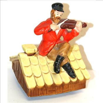 Vintage Fiddler on the Roof  Victorian Era Ceramic Music Box  Figurine Circa 1960