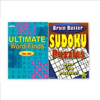 2 Pcs Brain Teaser Sudoku Puzzle Books Volume #12 Over 150 Puzzles and Ultimate Word Finds Vol#190
