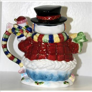Victorian Snowman Christmas Ceramic Tea Pot