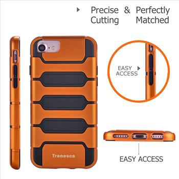 iPhone 7 case combo,Tranesca double layer heavy duty bumper case with detachable inner shell (Sunset Orange)-also includes one backup inner shell