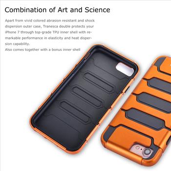iPhone 7 case combo,Tranesca double layer heavy duty bumper case with detachable inner shell (Sunset Orange)-also includes one backup inner shell