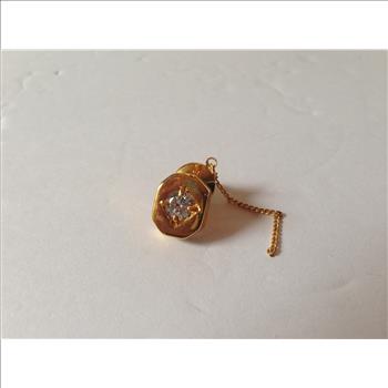 Vintage Gold Tone Tie Pin with Crystal