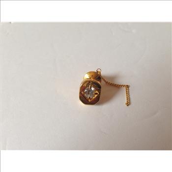 Vintage Gold Tone Tie Pin with Crystal