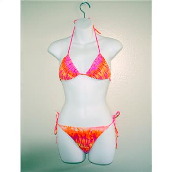 B.Split Orange Pink Bikini Size Small