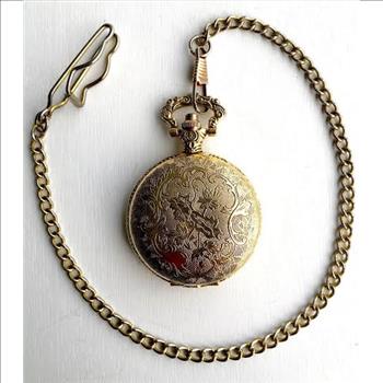 Azur Watter Resistant Quartz Antique Pocket Watch With Chain 