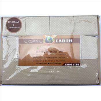 6 pcs Organic Earth Plus 1800 King Bed Embroidered Sheets