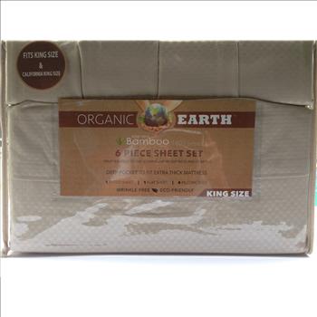 6 pcs Organic Earth Plus 1800 King Bed Embroidered Sheets