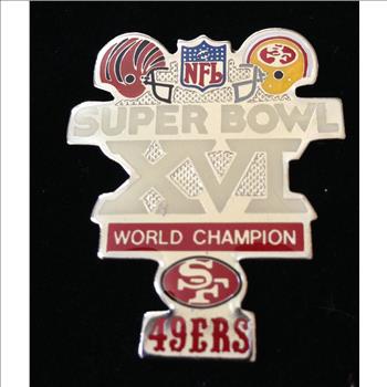 Very Rare Super Bowl XVl Championship Game Commemorative Pin San Francisco 49ers vs Cincinnati Bengals Circa 1982
