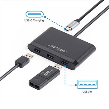 Premium USB C Hub with Power Delivery for Charging with 3 USB 3.0 Ports and 1 Type-C Recharging Port