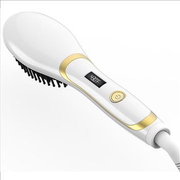 New Hair Brush Straightener Brush, Magictec Ceramic Heating Straightening Irons Brush Anti Scald, Static, Detangling and Silky Straight