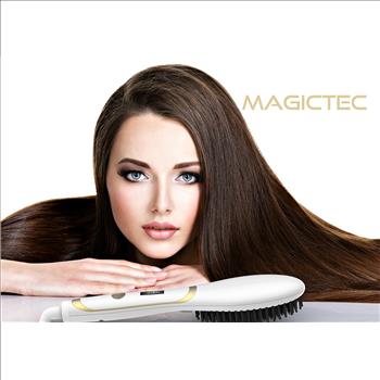 New Hair Brush Straightener Brush, Magictec Ceramic Heating Straightening Irons Brush Anti Scald, Static, Detangling and Silky Straight