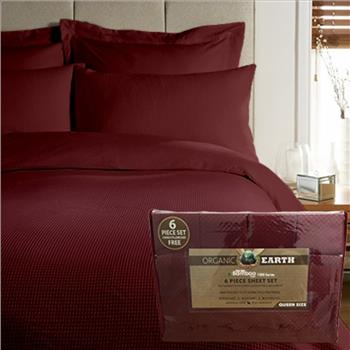 New Organic Earth Aloe Vera Bamboo 1800 Series 6 piece Sheet Set Queen (Burgundy)