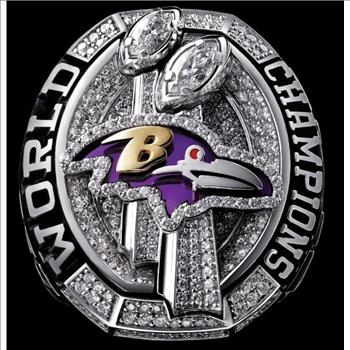 NFL Baltimore Ravens 2012 Super Bowl XLVII Championship Replica Ring Size 10