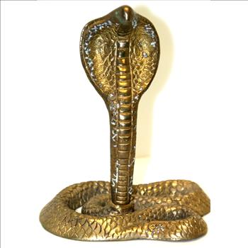 Egyptian Brass King Cobra Figurine Circa 1960's