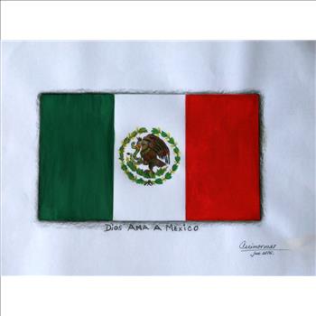 Original Art Drawing Signed By Artist God Loves Mexico (In Spanish)