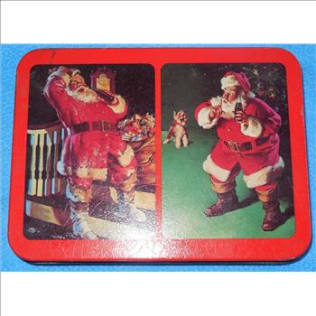 Vintage Coca Cola Double Deck Santa Playing Cards With Tin