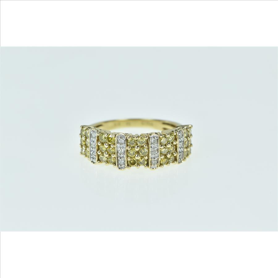 14K 0.57 Ctw Yellow & White Diamond Cluster Band Yellow Gold Ring, Size 6.25