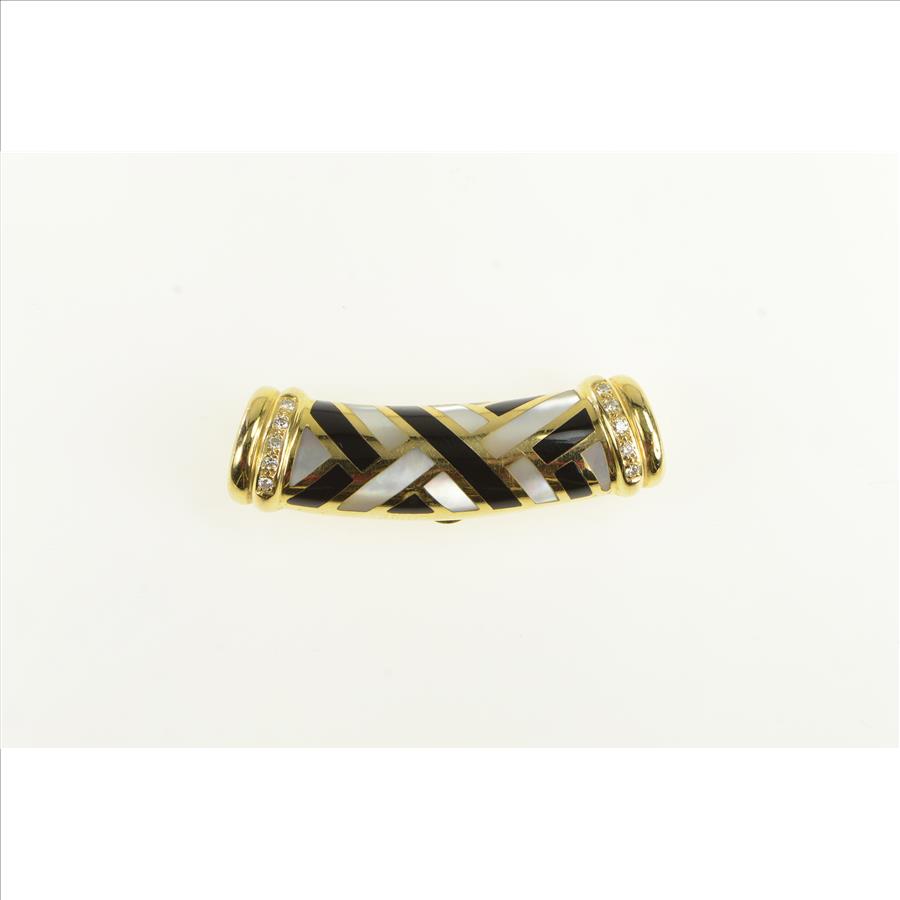 14K Asch Grossbardt Diamond Woven Onyx Inlay Yellow Gold Pendant