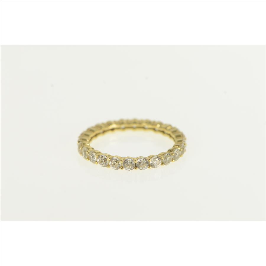 14K Cubic Zirconia Eternity Wedding Stackable Band Yellow Gold Ring ...