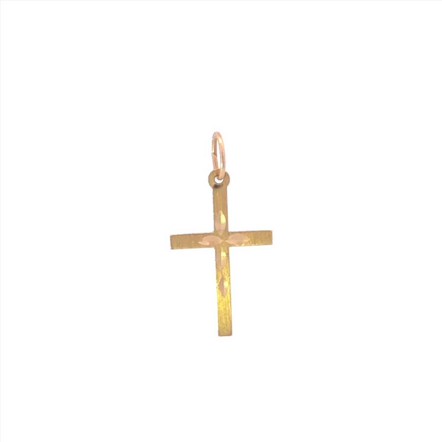 14K Diamond Cut Cross Christian Faith Symbol Yellow Gold Charm/Pendant