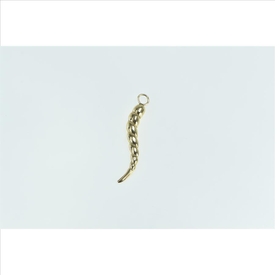 14K Puffy Italian Horn Spiritual Protection Symbol Yellow Gold Pendant