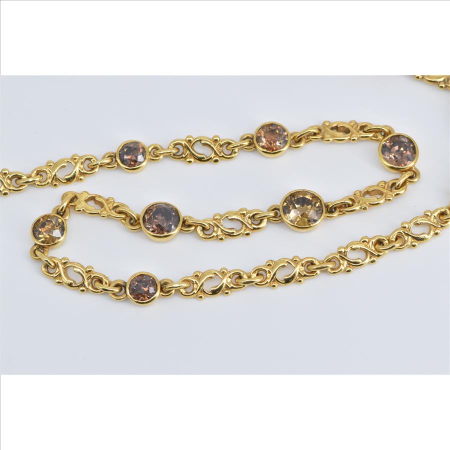 18K 4.12 Ctw Fancy Brown Natural Diamond Chain Yellow Gold Necklace 15"