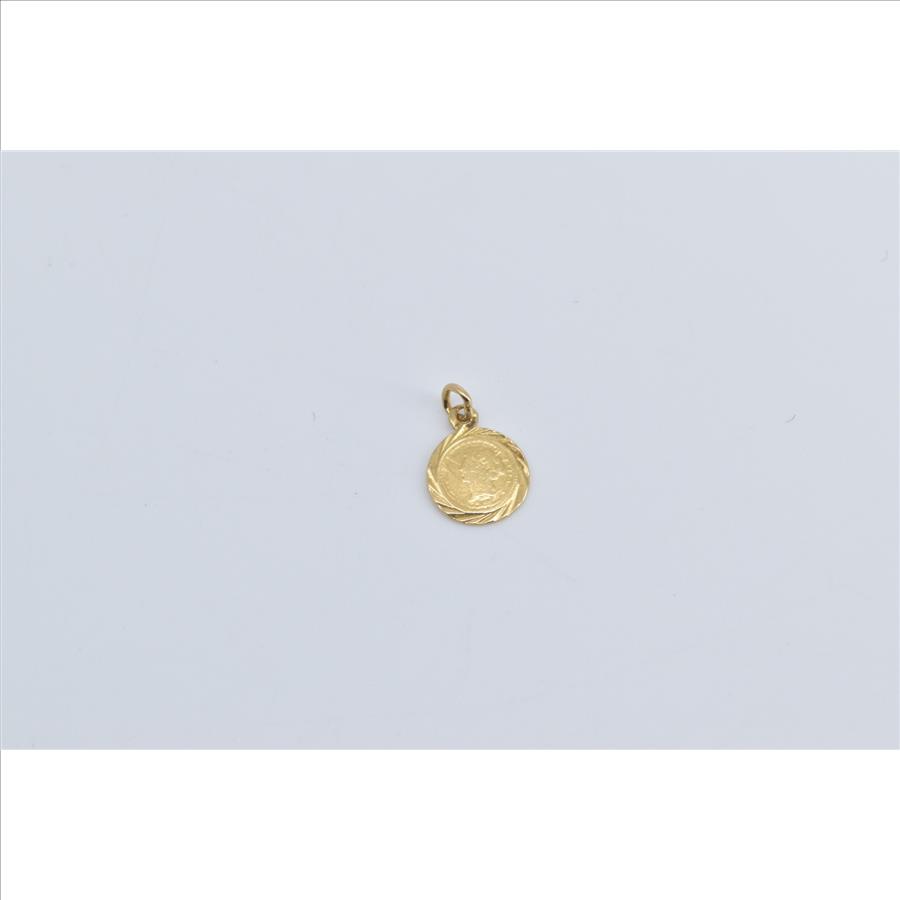 18K Eagle Face Tribute Coin Fashion Yellow Gold Charm/Pendant