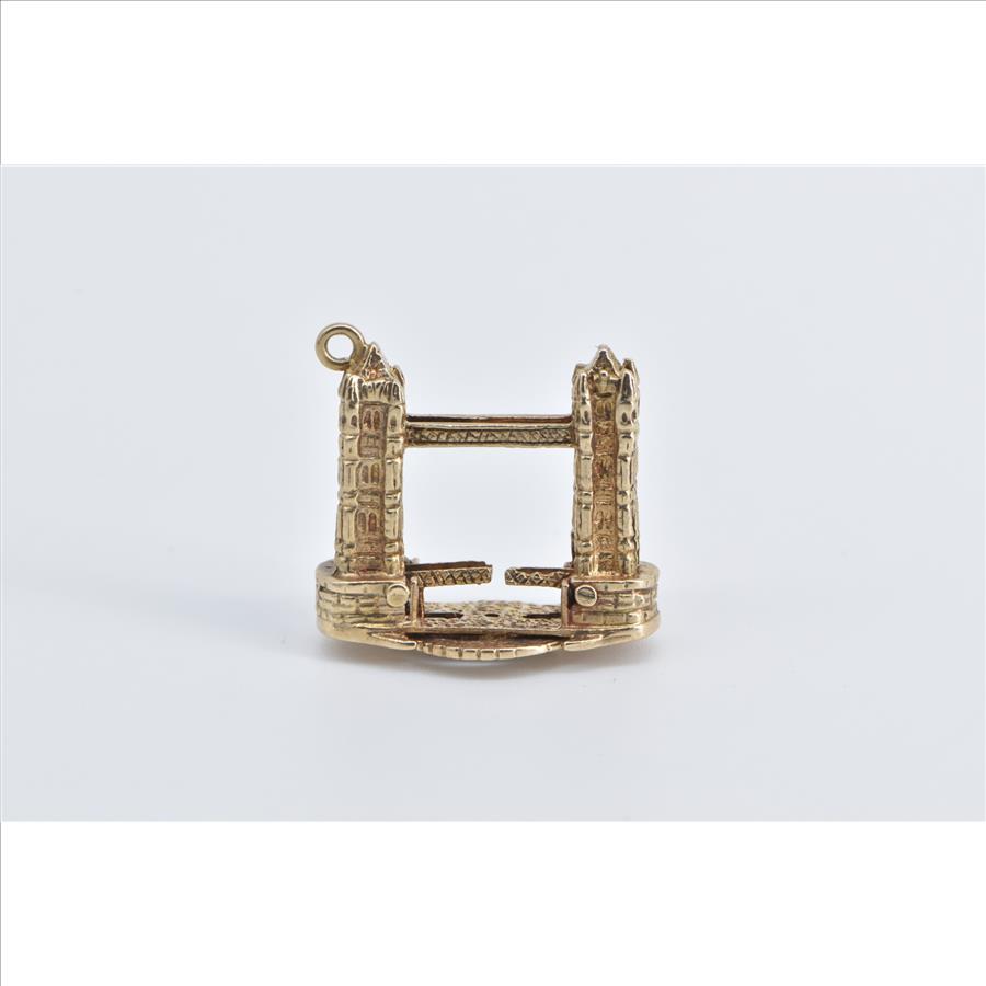 9K 3D Articulated London Tower Bridge Travel Yellow Gold Charm/Pendant