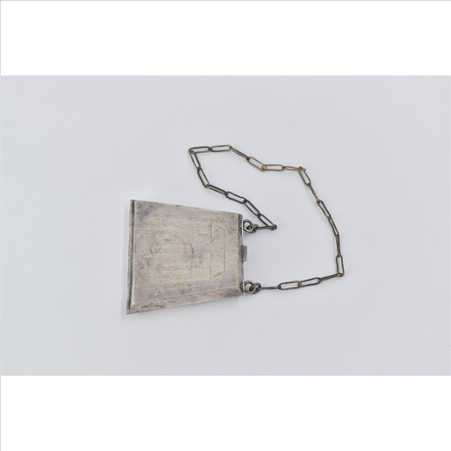 Nickel Silver Antique Art Deco Ornate Coin Purse Chain Wallet