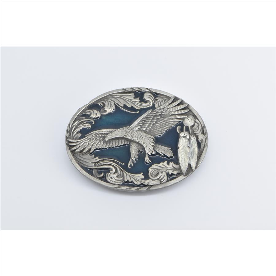 Pewter Siskiyou Southwestern Enamel Eagle Feather Belt Buckle