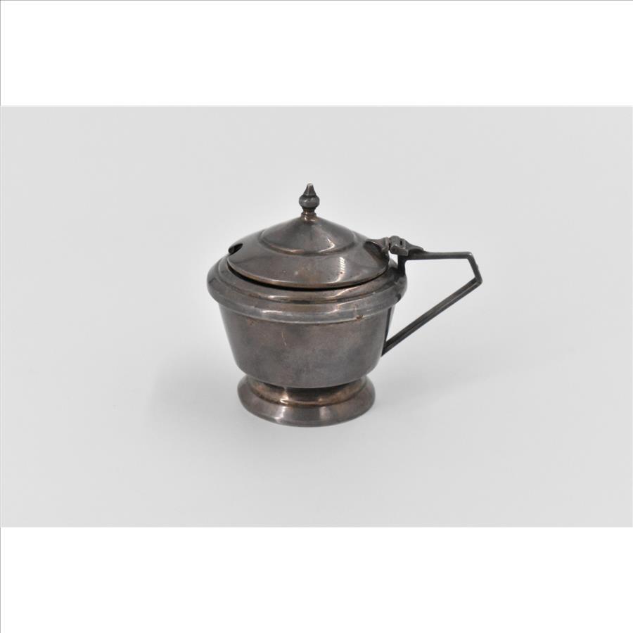Sterling Silver 1936 George Boot Cobalt Glass Lidded Salt Cellar