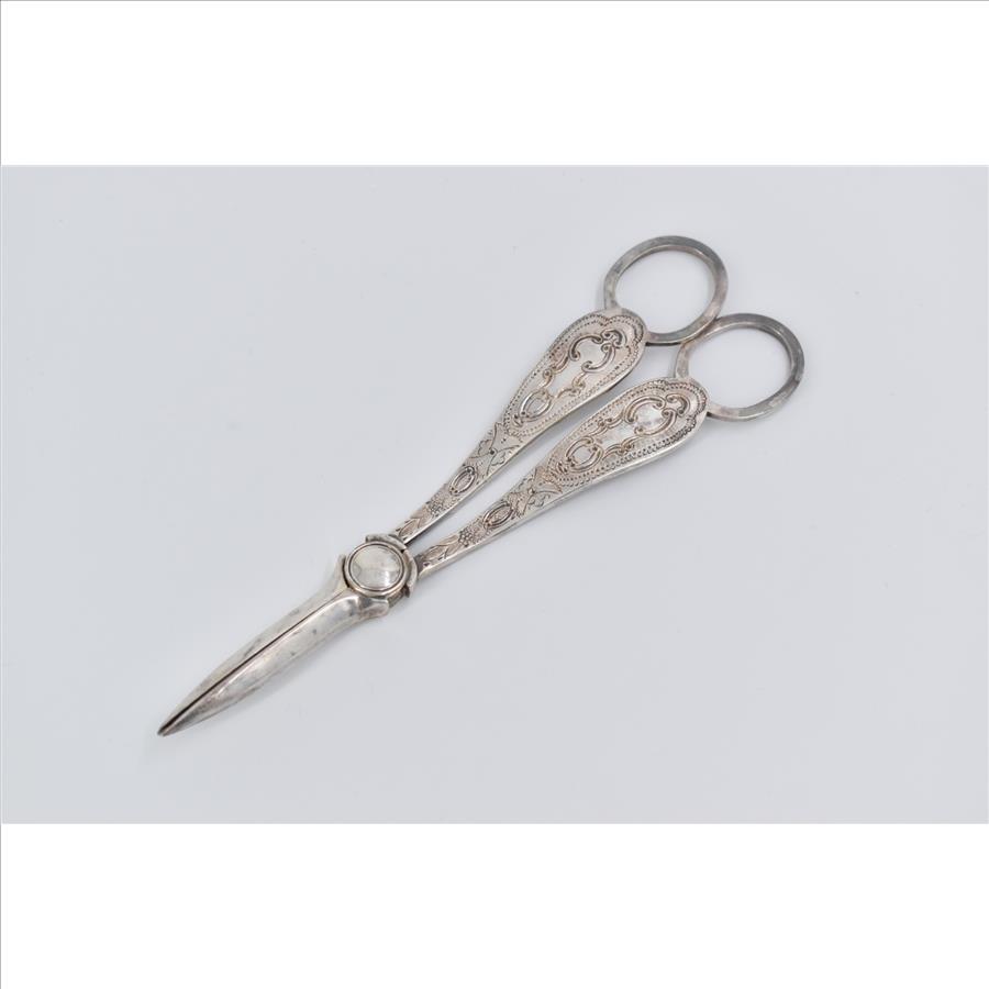 Sterling Silver Grape Shears Scissors Vintage Engraved