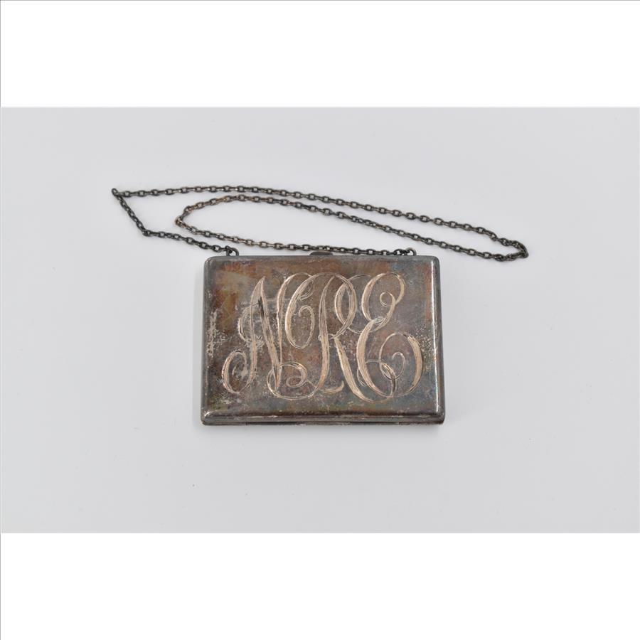 Sterling Silver Monogrammed Coin Purse Silk Lined Wallet Clutch